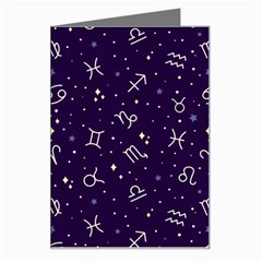 Zodiac Symbols Sign And Stars Pattern Seamless Pattern Greeting Card by Cemarart