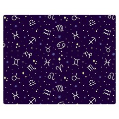 Zodiac Symbols Sign And Stars Pattern Seamless Pattern Premium Plush Fleece Blanket (medium) by Cemarart