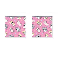 Cute Animal Little Cat Seamless Pattern Cufflinks (square) by Cemarart