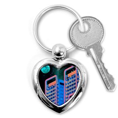 Fantasy City Architecture Building Cityscape Key Chain (heart) by Cemarart