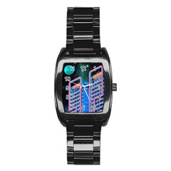 Fantasy City Architecture Building Cityscape Stainless Steel Barrel Watch by Cemarart