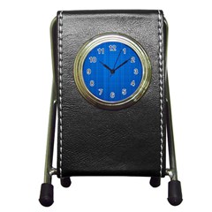 Blue Abstract, Background Pattern, Texture Pen Holder Desk Clock by nateshop