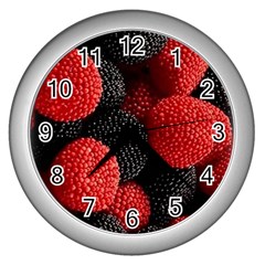 Berry,curved, Edge, Wall Clock (silver) by nateshop