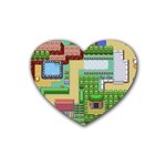 Pixel Map Game Rubber Heart Coaster (4 pack) Front