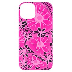 Mazipoodles Love Flowers - White Pink Too Iphone 14 Black Uv Print Case by Mazipoodles