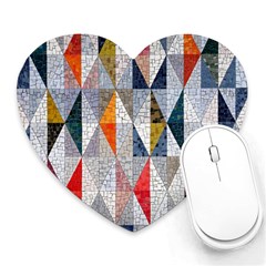 Mosaic, Colorful, Rhombuses, Pattern, Geometry Heart Mousepad by nateshop