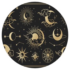 Asian Set With Clouds Moon Sun Stars Vector Collection Oriental Chinese Japanese Korean Style Round Trivet by Grandong