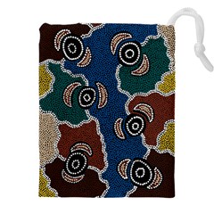 Authentic Aboriginal Art - Riverside Dreaming Drawstring Pouch (5xl) by hogartharts