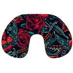 Vintage Flash Tattoos Designs Seamless Pattern Travel Neck Pillow Front