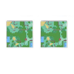 Green Retro Games Pattern Cufflinks (square) by Cemarart