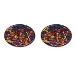 Hexagon Honeycomb Pattern Design Cufflinks (Oval) Front(Pair)