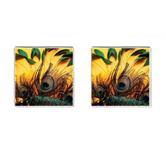 Art Paint Landscape Mountain Cufflinks (square) by Cemarart