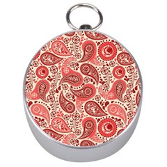 Paisley Red Ornament Texture Silver Compasses by nateshop