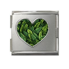 Green Leaves Mega Link Heart Italian Charm (18mm) by goljakoff