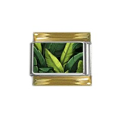 Banana Leaves Pattern Gold Trim Italian Charm (9mm) by goljakoff