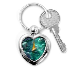 Seascape Boat Sailing Key Chain (heart) by Cemarart