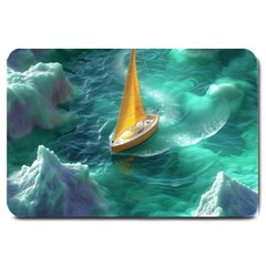 Seascape Boat Sailing Large Doormat by Cemarart