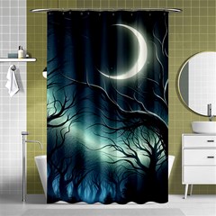 Moon Moonlit Forest Fantasy Midnight Shower Curtain 48  X 72  (small)  by Cemarart