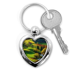 Countryside Landscape Nature Key Chain (heart) by Cemarart