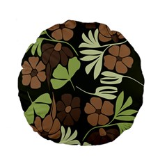 Flowers Leaves Plant Botanical Boho Bohemian Minimalist Nature Standard 15  Premium Flano Round Cushions by Grandong