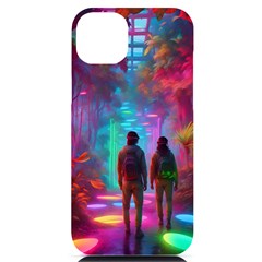 Virtual Reality Neon Jungle Iphone 14 Plus Black Uv Print Case by stine1