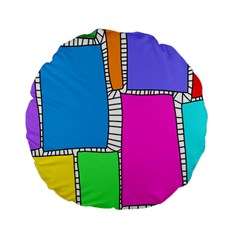 Shapes Texture Colorful Cartoon Standard 15  Premium Flano Round Cushions by Cemarart