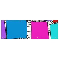 Shapes Texture Colorful Cartoon Banner And Sign 9  X 3  by Cemarart