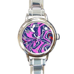 Texture Multicolour Grunge Round Italian Charm Watch by Cemarart