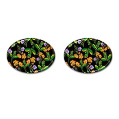 Flowers Pattern Art Floral Texture Cufflinks (oval) by Cemarart