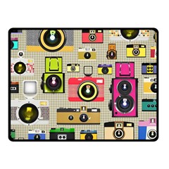 Retro Camera Pattern Graph Fleece Blanket (small) by Bedest