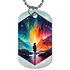 Starry Night Wanderlust: A Whimsical Adventure Dog Tag (one Side) by stine1