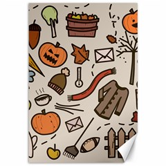 Halloween Doodle Autumn Pumpkin Canvas 12  X 18  by Bedest