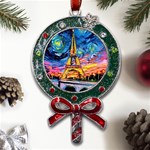 Eiffel Tower Starry Night Print Van Gogh Metal X Mas Lollipop with Crystal Ornament Front