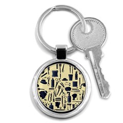 Elegant Hairdresser Pattern Cream Key Chain (round) by TetiBright