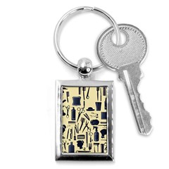 Elegant Hairdresser Pattern Cream Key Chain (rectangle) by TetiBright