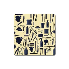 Elegant Hairdresser Pattern Cream Square Magnet by TetiBright