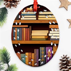 Book Nook Books Bookshelves Comfortable Cozy Literature Library Study Reading Room Fiction Entertain Ornament (oval Filigree) by Maspions