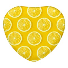 Lemon Fruits Slice Seamless Pattern Heart Glass Fridge Magnet (4 Pack) by Apen