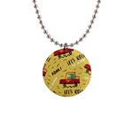 Childish Seamless Pattern With Dino Driver 1  Button Necklace Front