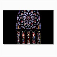 Chartres Cathedral Notre Dame De Paris Stained Glass Postcards 5  X 7  (pkg Of 10) by Maspions