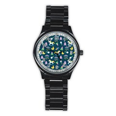 Cute Babies Toys Seamless Pattern Stainless Steel Round Watch by Apen