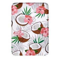 Seamless Pattern Coconut Piece Palm Leaves With Pink Hibiscus Rectangular Glass Fridge Magnet (4 Pack) by Apen