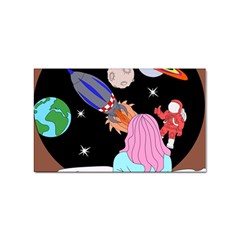 Girl Bed Space Planets Spaceship Rocket Astronaut Galaxy Universe Cosmos Woman Dream Imagination Bed Sticker Rectangular (10 Pack) by Maspions