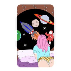 Girl Bed Space Planets Spaceship Rocket Astronaut Galaxy Universe Cosmos Woman Dream Imagination Bed Memory Card Reader (rectangular) by Maspions