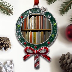 Book Nook Books Bookshelves Comfortable Cozy Literature Library Study Reading Reader Reading Nook Ro Metal X mas Lollipop With Crystal Ornament by Maspions