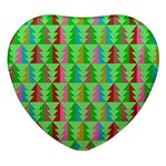 Trees Pattern Retro Pink Red Yellow Holidays Advent Christmas Heart Glass Fridge Magnet (4 pack) Front