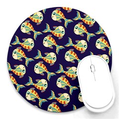 Fish Abstract Animal Art Nature Texture Water Pattern Marine Life Underwater Aquarium Aquatic Round Mousepad by Bedest