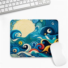 Waves Ocean Sea Abstract Whimsical Abstract Art Pattern Abstract Pattern Water Nature Moon Full Moon Small Mousepad by Bedest