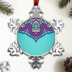 Mandala Blue Metal Small Snowflake Ornament by goljakoff