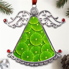Lime Textures Macro, Tropical Fruits, Citrus Fruits, Green Lemon Texture Metal Angel With Crystal Ornament by nateshop
